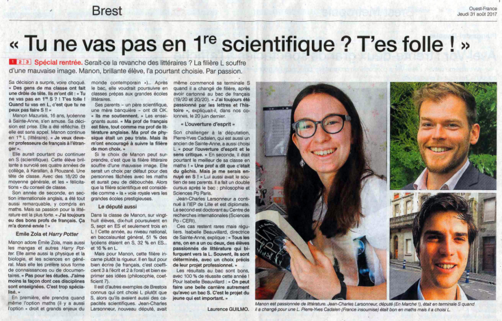 Ouest-France - article du 31/08/2017